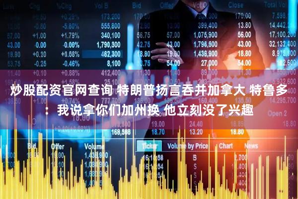 炒股配资官网查询 特朗普扬言吞并加拿大 特鲁多：我说拿你们加州换 他立刻没了兴趣